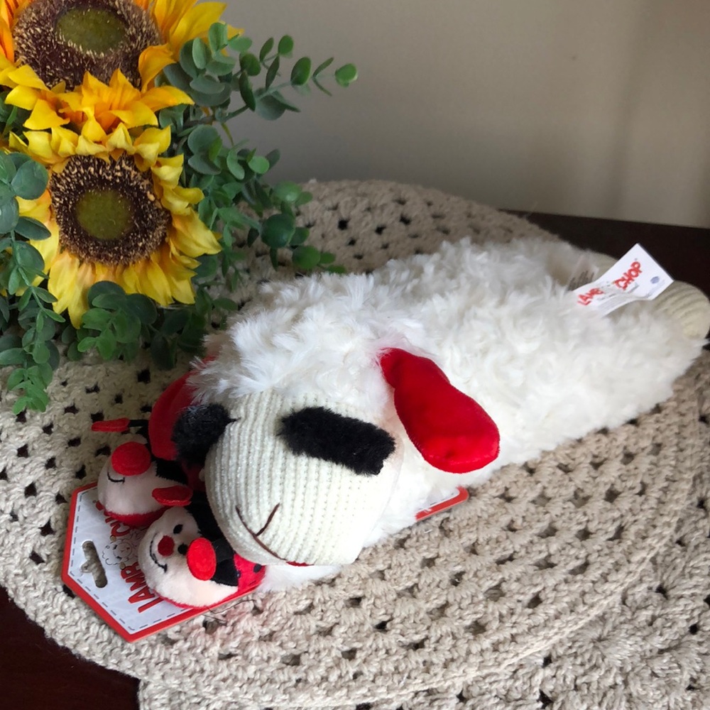 LAMB CHOP Dog Toy with Ladybug Feet